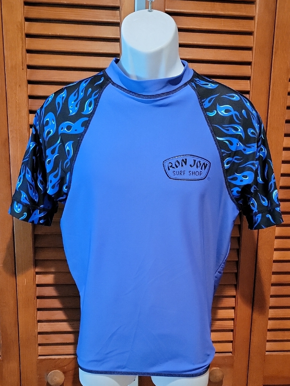 RON JON SURF SHOP BLUE RASH GUARD PERFORMANCE SWIM SHIRT